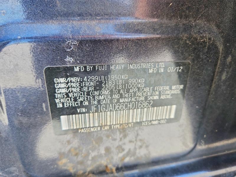Продаж на аукціоні авто 2012 Subaru Impreza, vin: JF1GJAD66CH016862, номер лоту: 61178856