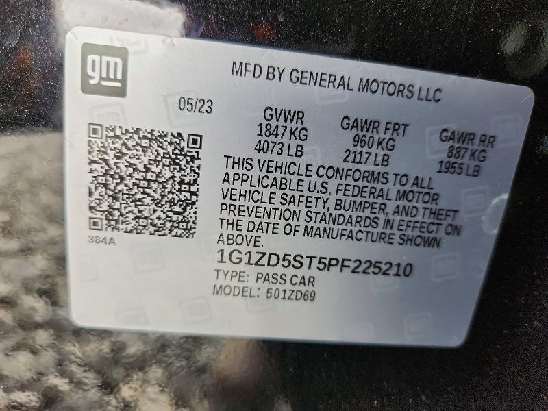 Продаж на аукціоні авто 2023 Chevrolet Malibu, vin: 1G1ZD5ST5PF225210, номер лоту: 59316696