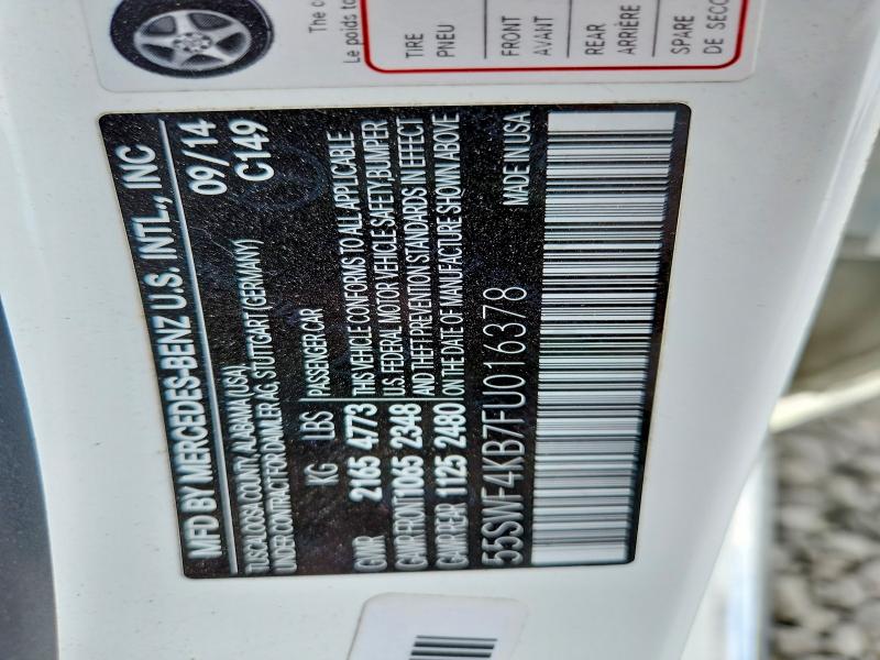 Продаж на аукціоні авто 2015 Mercedes-benz C, vin: 55SWF4KB7FU016378, номер лоту: 60254336