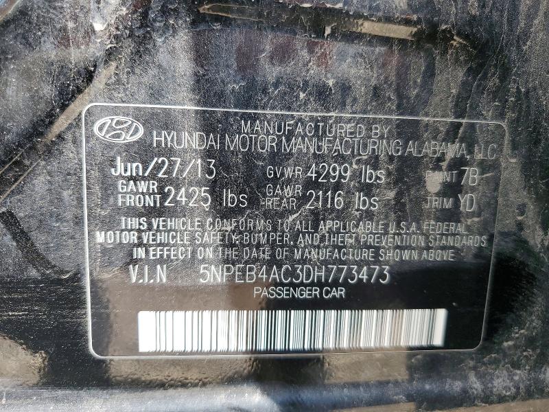 Aukcja sprzedaży 2013 Hyundai Sonata, vin: 5NPEC4AC3DH773473, numer aukcji: 59621866