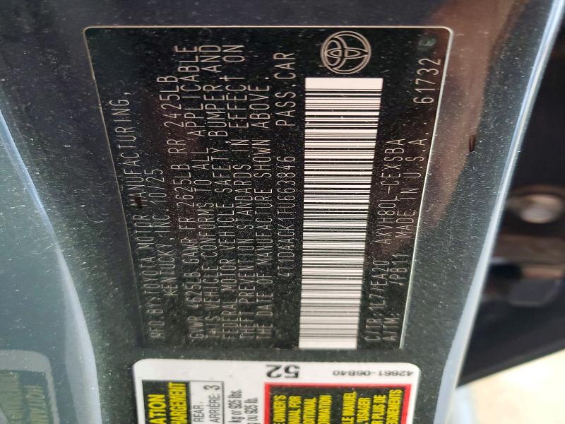 62454646 :رقم المزاد ، 4T1DAACK1TU663846 vin ، 2026 Toyota Camry مزاد بيع