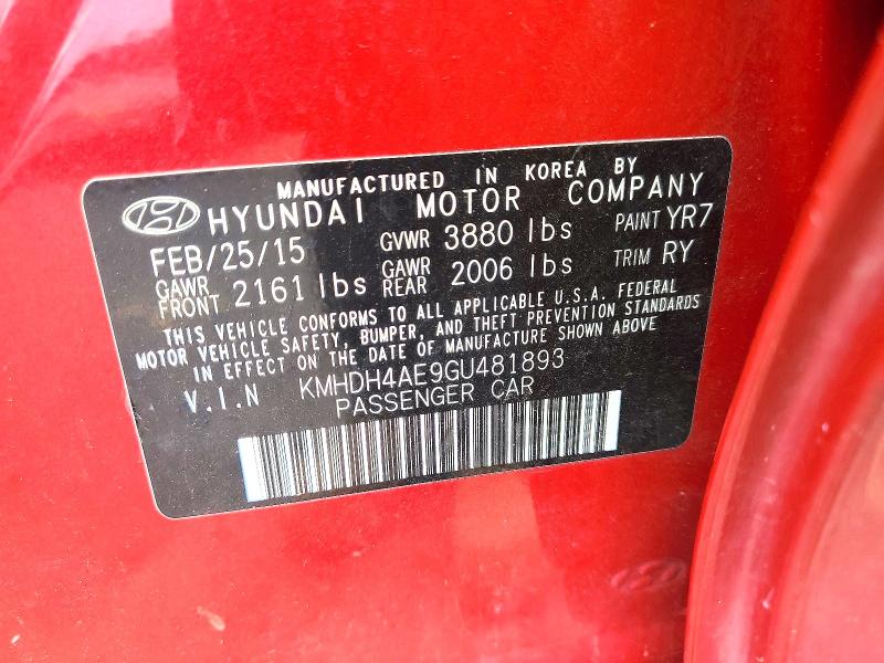 Aukcja sprzedaży 2016 Hyundai Elantra, vin: KMHDH4AE9GU481893, numer aukcji: 60614766
