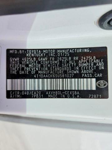 Продажа на аукционе авто 2025 Toyota Camry, vin: 4T1DAACK6SU581027, номер лота: 59779966