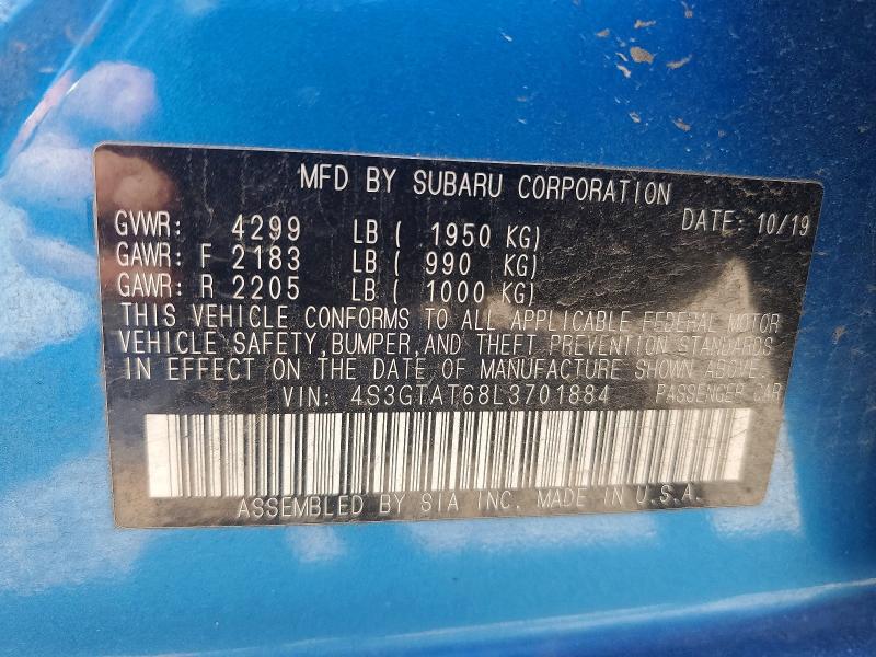 Продажа на аукционе авто 2020 Subaru Impreza, vin: 4S3GTAT68L3701884, номер лота: 60843506