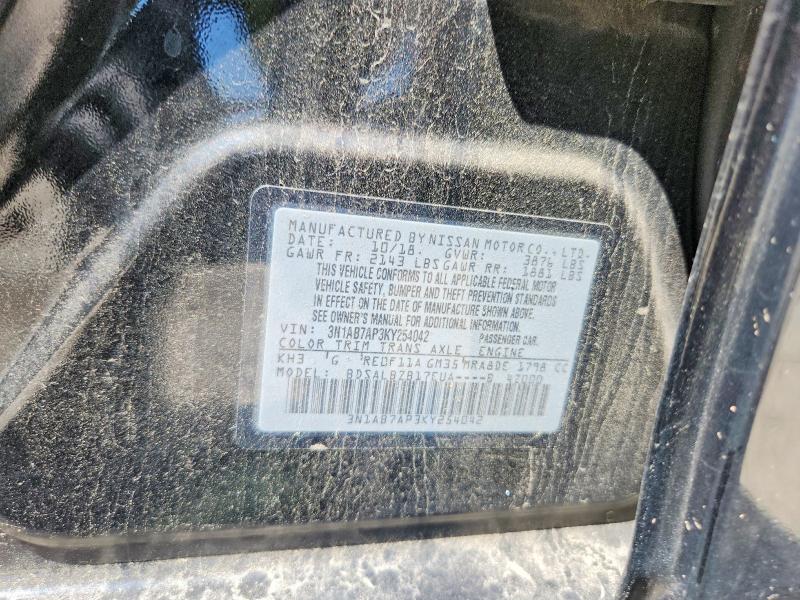 Продаж на аукціоні авто 2019 Nissan Sentra, vin: 3N1AB7AP3KY254042, номер лоту: 62376916