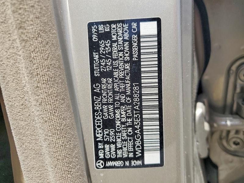 60753836 :رقم المزاد ، WDBGA43E3TA288281 vin ، 1996 Mercedes-benz S مزاد بيع