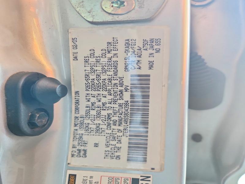 Aukcja sprzedaży 2005 Toyota 4runner, vin: JTEBU14R658043984, numer aukcji: 62787186