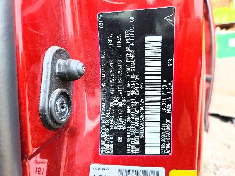 2017 Toyota Sienna მანქანა იყიდება აუქციონზე, vin: 5TDDZ3DC2HS150424, აუქციონის ნომერი: 63163806