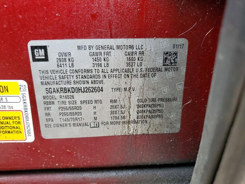 Продаж на аукціоні авто 2017 Buick Enclave, vin: 5GAKRBKD0HJ262604, номер лоту: 61596486