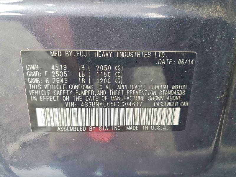 Продаж на аукціоні авто 2015 Subaru Legacy, vin: 4S3BNAL65F3004617, номер лоту: 62807886