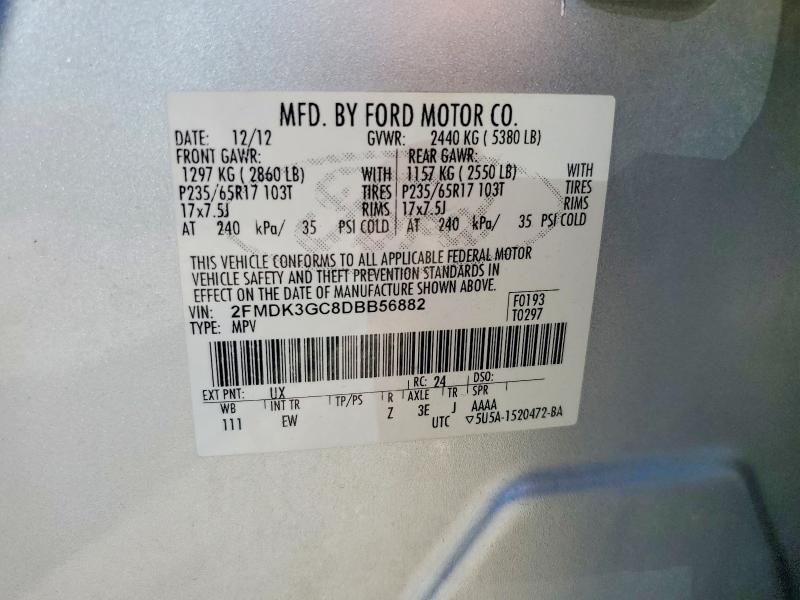 Aukcja sprzedaży 2013 Ford Edge, vin: 2FMDK3GC8DBB56882, numer aukcji: 63125146