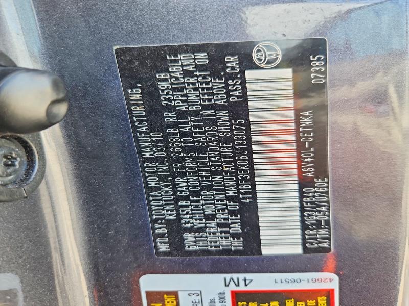 Aukcja sprzedaży 2011 Toyota Camry, vin: 4T1BF3EK0BU133075, numer aukcji: 59725276