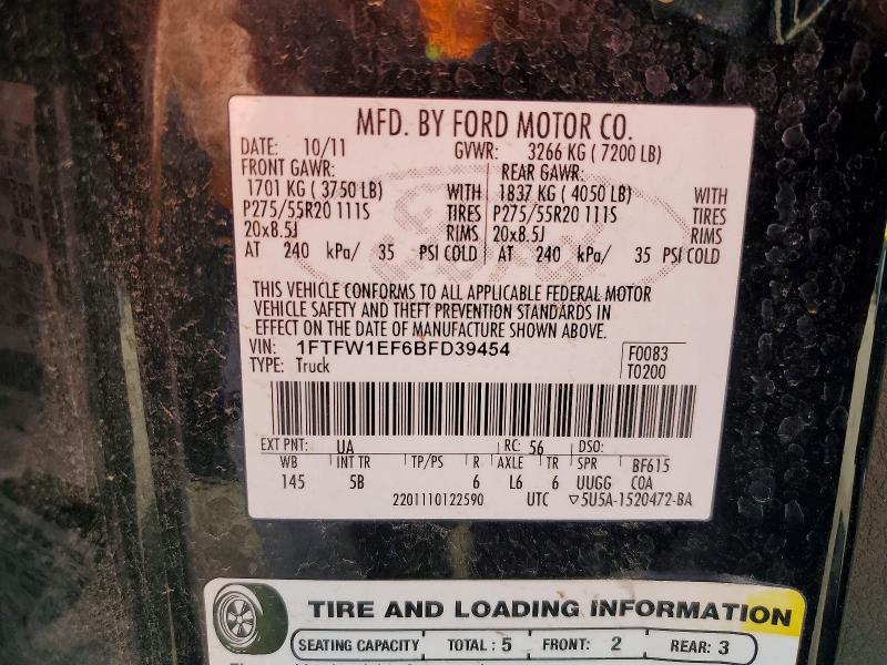 Aukcja sprzedaży 2011 Ford F150, vin: 1FTFW1EF6BFD39454, numer aukcji: 60858096