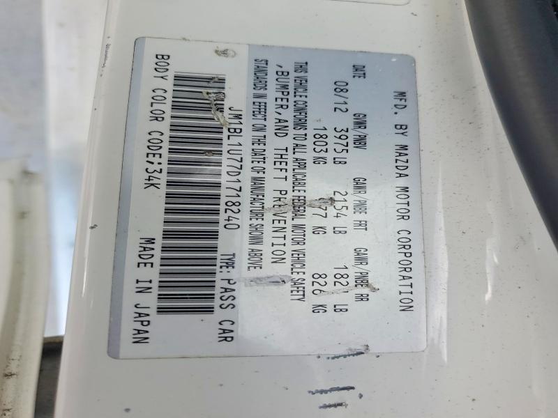 Aukcja sprzedaży 2013 Mazda Mazda 3, vin: JM1BL1U77D1718240, numer aukcji: 58794976