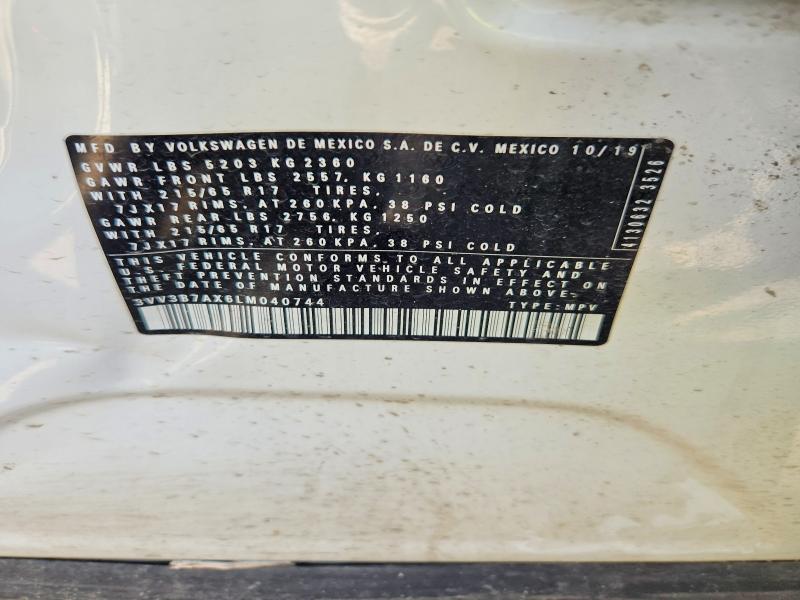 2020 Volkswagen Tiguan მანქანა იყიდება აუქციონზე, vin: 3VV3B7AX6LM040744, აუქციონის ნომერი: 61721356