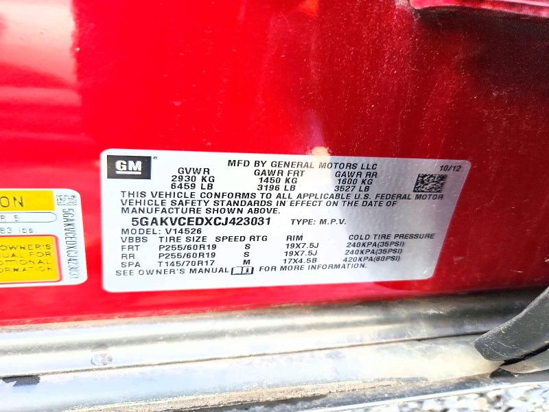 Aukcja sprzedaży 2012 Buick Enclave, vin: 5GAKVCEDXCJ423031, numer aukcji: 60408286
