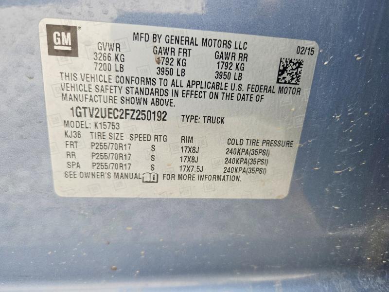 Продаж на аукціоні авто 2015 Gmc Sierra, vin: 1GTV2UEC2FZ250192, номер лоту: 62668276