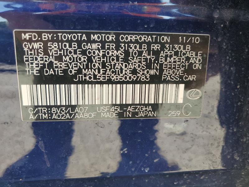 Aukcja sprzedaży 2011 Lexus Ls, vin: JTHCL5EF9B5009783, numer aukcji: 59778466