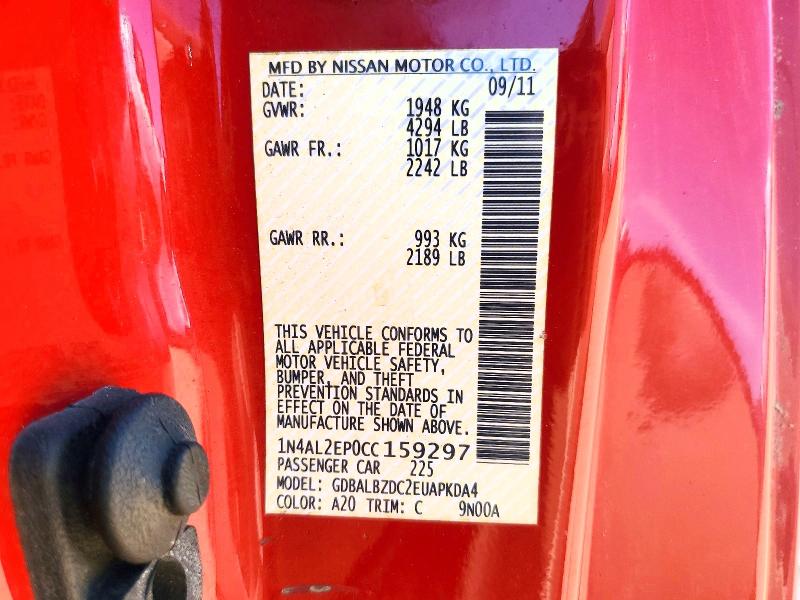 Продажа на аукционе авто 2012 Nissan Altima, vin: 1N4AL2EP0CC159297, номер лота: 61029346