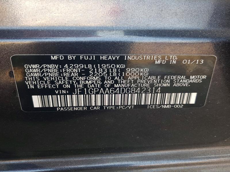 Продаж на аукціоні авто 2013 Subaru Impreza, vin: JF1GPAA64DG842314, номер лоту: 60800846