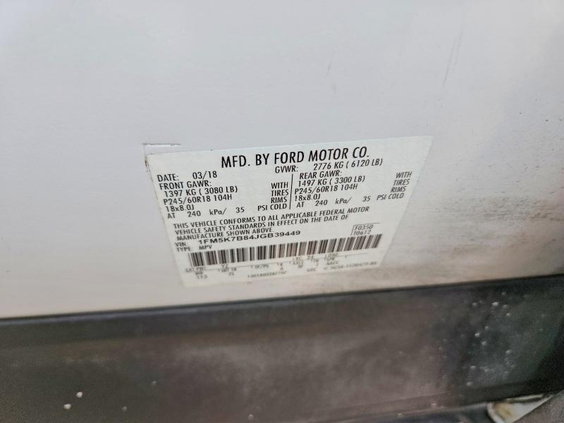 Продаж на аукціоні авто 2018 Ford Explorer, vin: 1FM5K7B84JGB39449, номер лоту: 62662696
