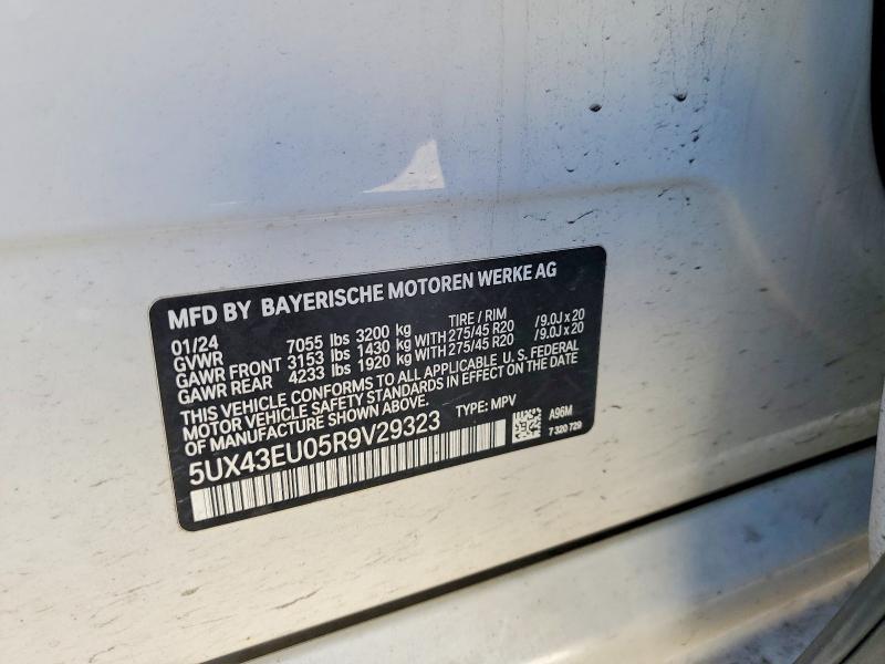 61858036 :رقم المزاد ، 5UX43EU05R9V29323 vin ، 2024 Bmw X5 مزاد بيع