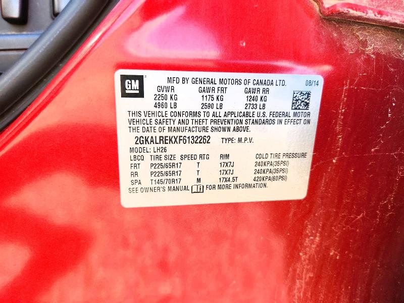 Продажа на аукционе авто 2015 Gmc Terrain, vin: 2GKALREKXF6132262, номер лота: 60464926