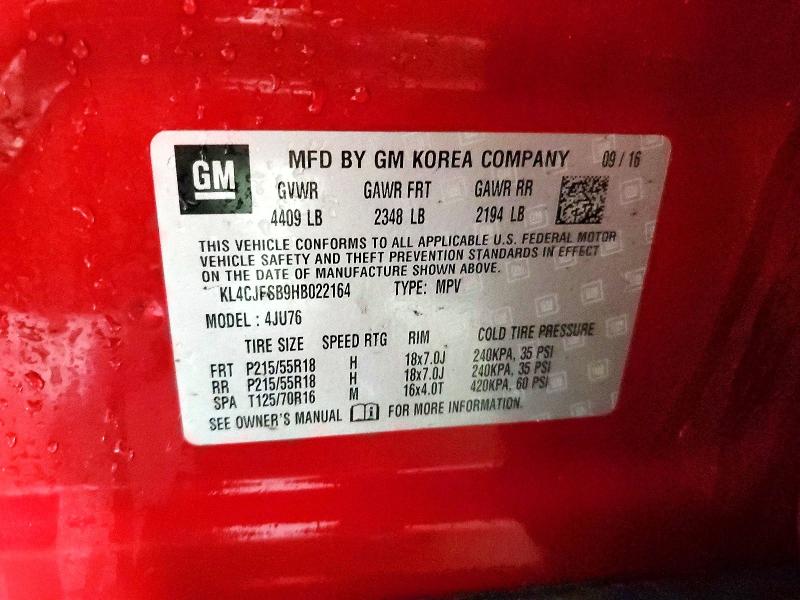 Продаж на аукціоні авто 2017 Buick Encore, vin: KL4CJFSB9HB022164, номер лоту: 59585146