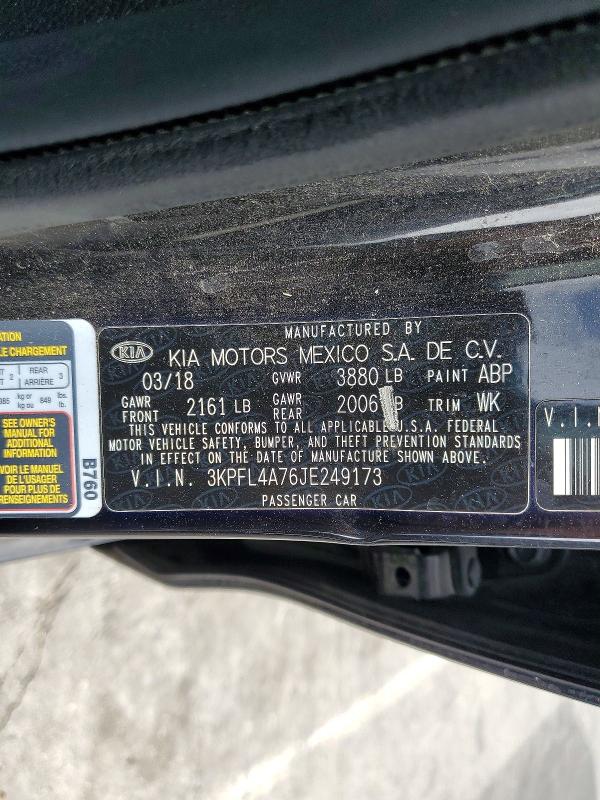 Aukcja sprzedaży 2018 Kia Forte, vin: 3KPFL4A76JE249173, numer aukcji: 61633656