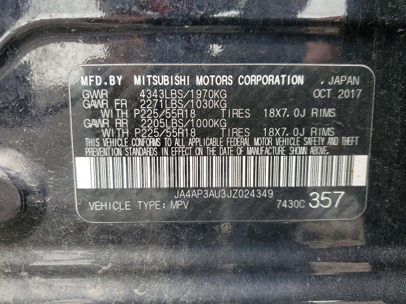 Продажа на аукционе авто 2018 Mitsubishi Outlander Sport, vin: JA4AP3AU3JZ024349, номер лота: 62707626