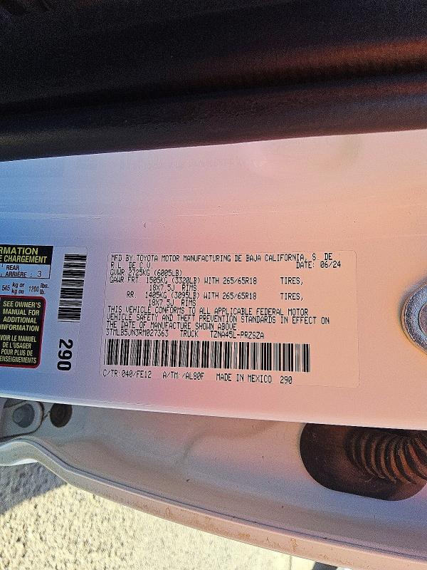 2024 Toyota Tacoma მანქანა იყიდება აუქციონზე, vin: 3TMLB5JN3RM027363, აუქციონის ნომერი: 60016676