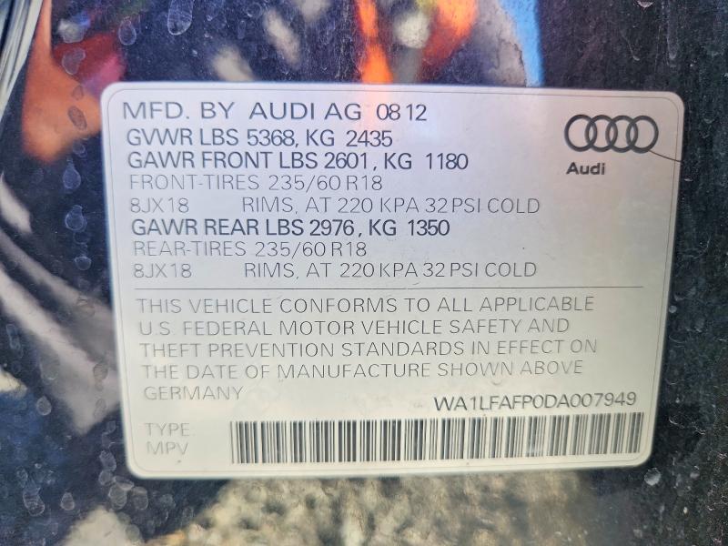 Aukcja sprzedaży 2013 Audi Q5, vin: WA1LFAFP0DA007949, numer aukcji: 60701286