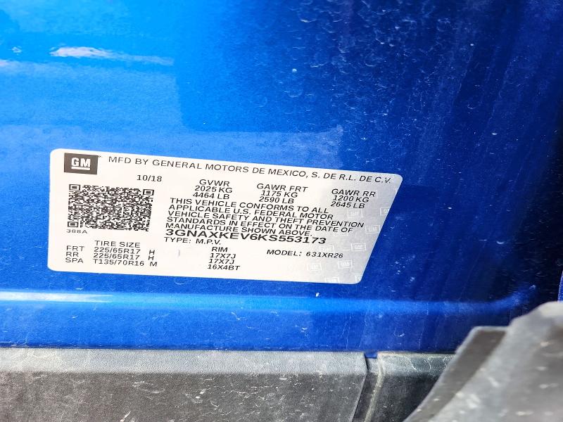 Продажа на аукционе авто 2019 Chevrolet Equinox, vin: 3GNAXKEV6KS553173, номер лота: 60015306