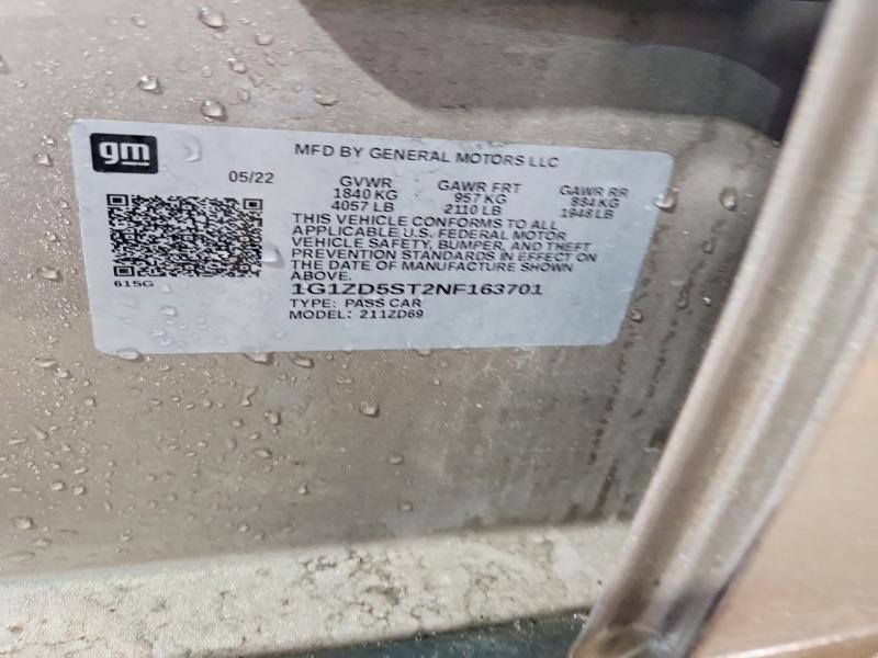2022 Chevrolet Malibu მანქანა იყიდება აუქციონზე, vin: 1G1ZD5ST2NF163701, აუქციონის ნომერი: 60676616