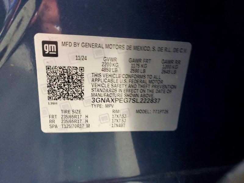 Aukcja sprzedaży 2025 Chevrolet Equinox, vin: 3GNAXPEG7SL222837, numer aukcji: 61126656