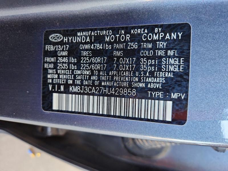 Aukcja sprzedaży 2017 Hyundai Tucson, vin: KM8J3CA27HU429858, numer aukcji: 60197596