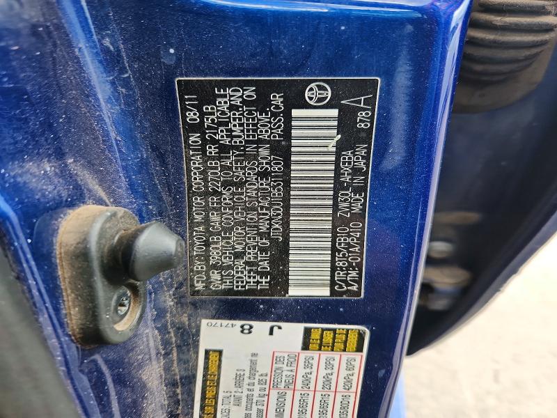 63111046 :رقم المزاد ، JTDKN3DU1B5311807 vin ، 2011 Toyota Prius مزاد بيع