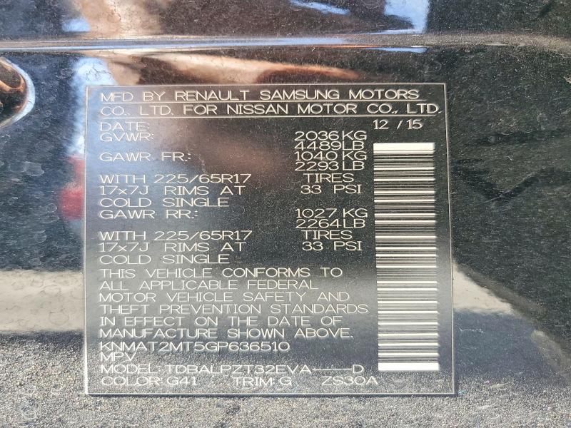 Auction sale of the 2016 Nissan Rogue, vin: KNMAT2MT5GP636510, lot number: 62497556