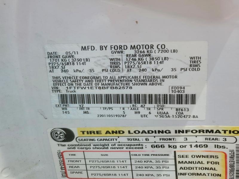 Aukcja sprzedaży 2011 Ford F150, vin: 1FTFW1ET8BFB82578, numer aukcji: 61629136
