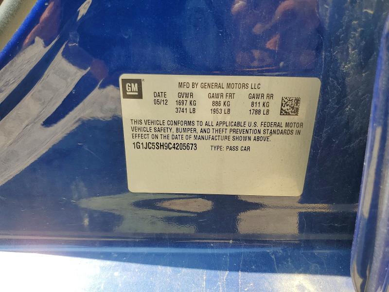 Aukcja sprzedaży 2012 Chevrolet Sonic, vin: 1G1JC5SH9C4205673, numer aukcji: 63342716