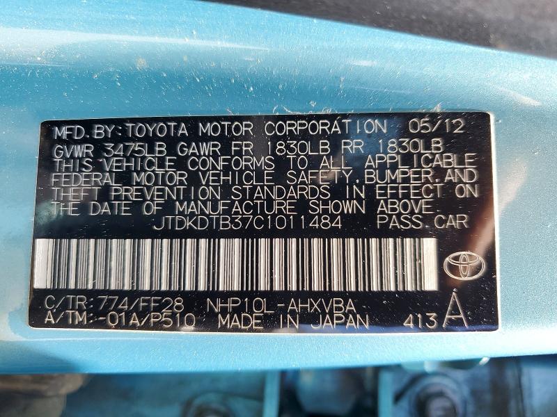Продажа на аукционе авто 2012 Toyota Prius C, vin: JTDKDTB37C1011484, номер лота: 60717826
