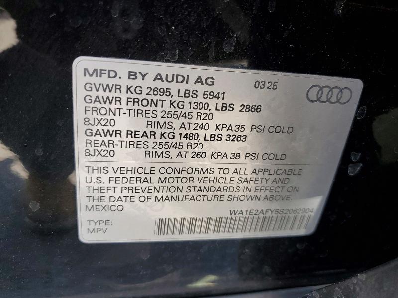 Aukcja sprzedaży 2025 Audi Q5 E, vin: WA1E2AFY5S2062904, numer aukcji: 61047326