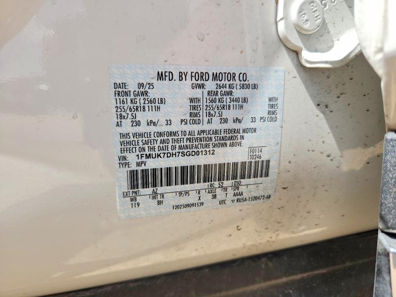 Продажа на аукционе авто 2025 Ford Explorer, vin: 1FMUK7DH7SGD01312, номер лота: 62583596