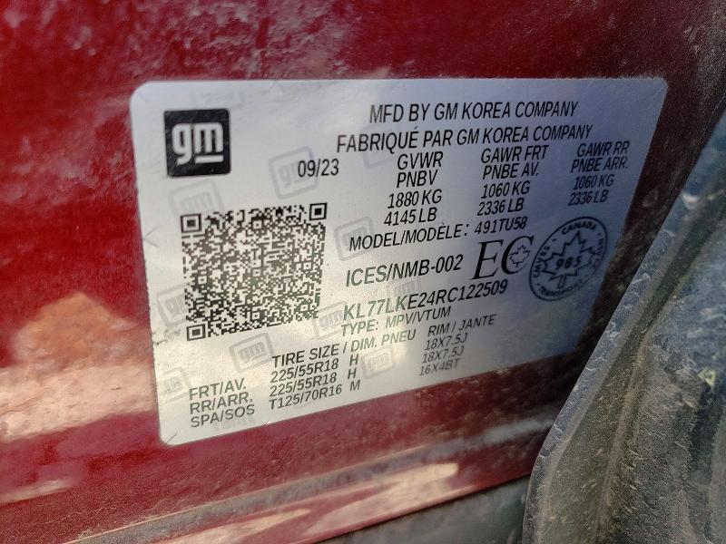 Aukcja sprzedaży 2024 Chevrolet Trax, vin: KL77LKE24RC122509, numer aukcji: 60302316