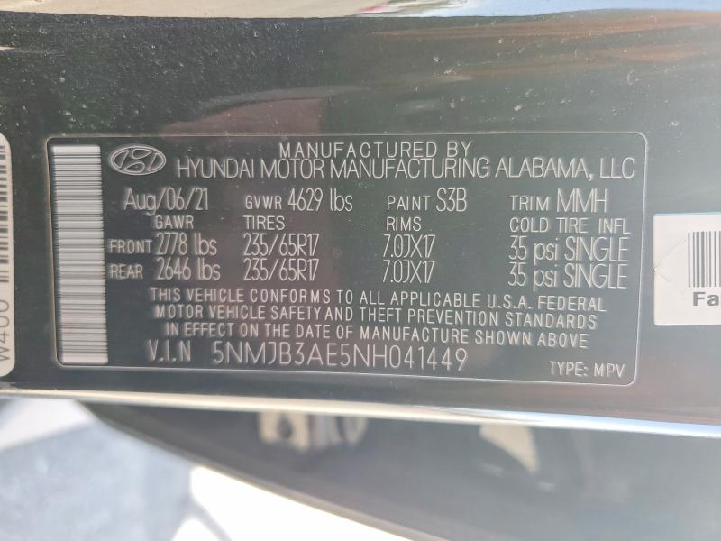 Aukcja sprzedaży 2022 Hyun Tucson, vin: 5NMJB3AE5NH041449, numer aukcji: 59800736