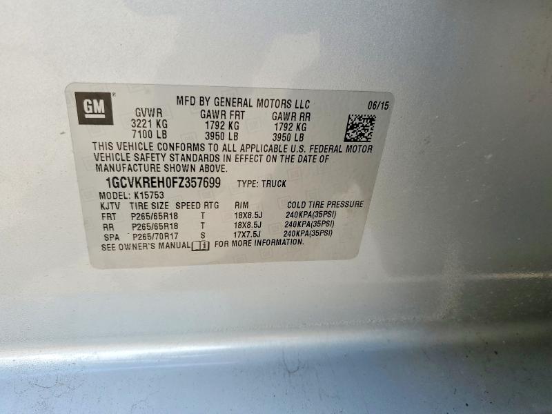 Aukcja sprzedaży 2015 Chevrolet Silverado, vin: 1GCVKREH0FZ357699, numer aukcji: 62031336