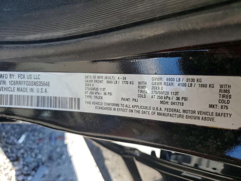 60525816 :رقم المزاد ، 1C6RRFFG5SN535648 vin ، 2025 Ram 1500 مزاد بيع