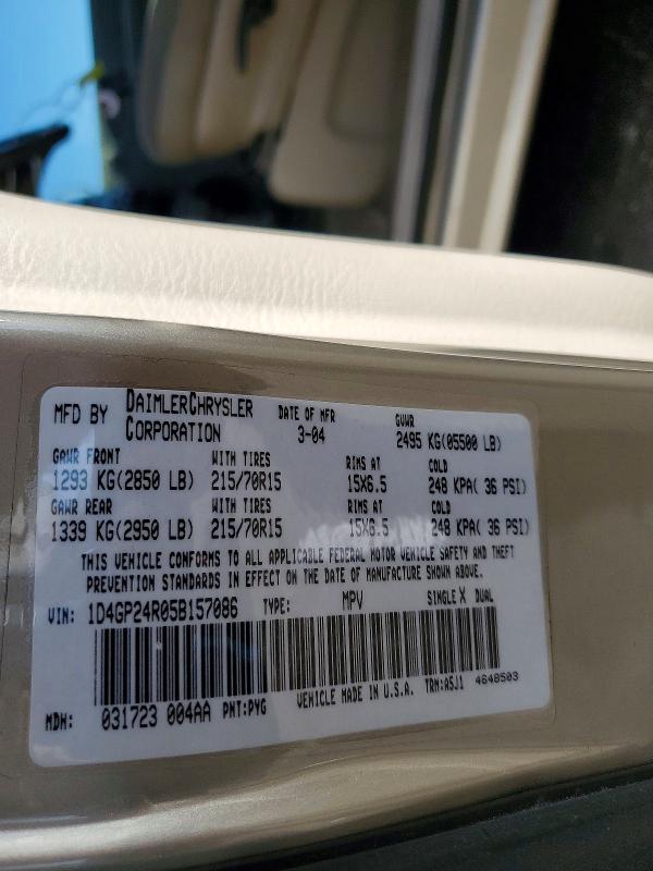 Aukcja sprzedaży 2005 Dodge Grand Caravan, vin: 1D4GP24R05B157086, numer aukcji: 60642546