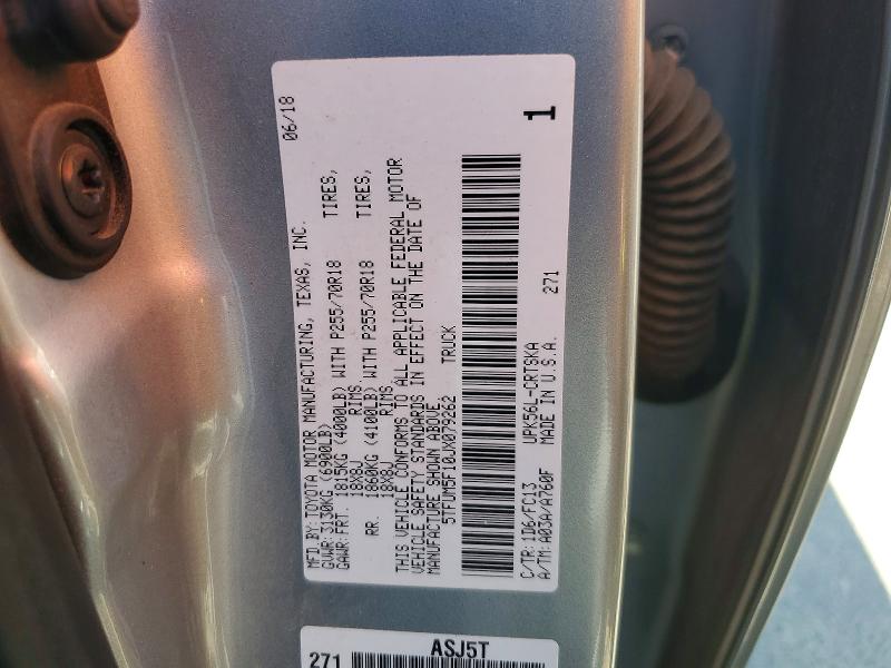 Продажа на аукционе авто 2018 Toyota Tundra, vin: 5TFUM5F10JX079262, номер лота: 59732126