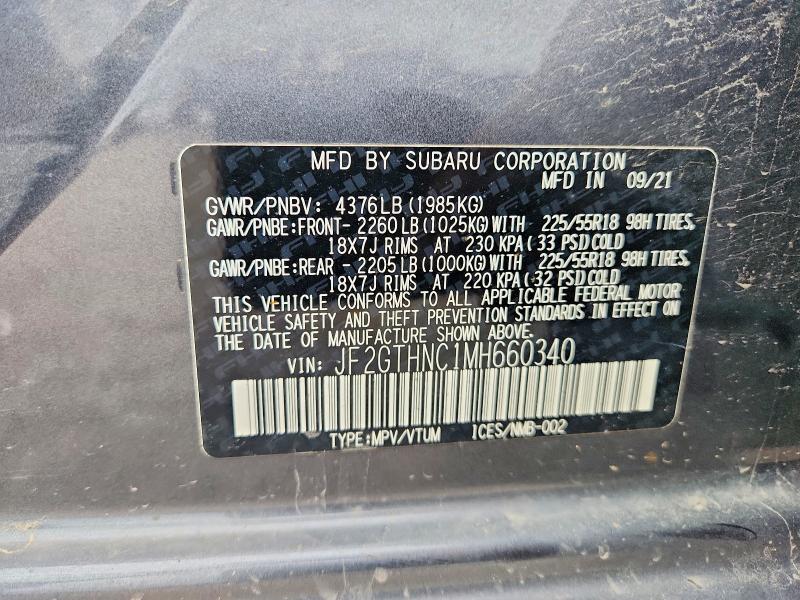 Продаж на аукціоні авто 2021 Subaru Crosstrek, vin: JF2GTHNC1MH660340, номер лоту: 61146606